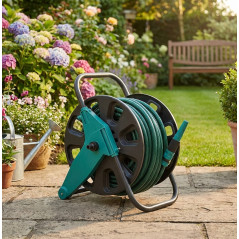  Chariot Porte-tuyau avec Tuyau Ø12,5mm 15m avec Lance | Chariot d'Arrosage avec Tuyau et Lance | Jardin et Plantes
