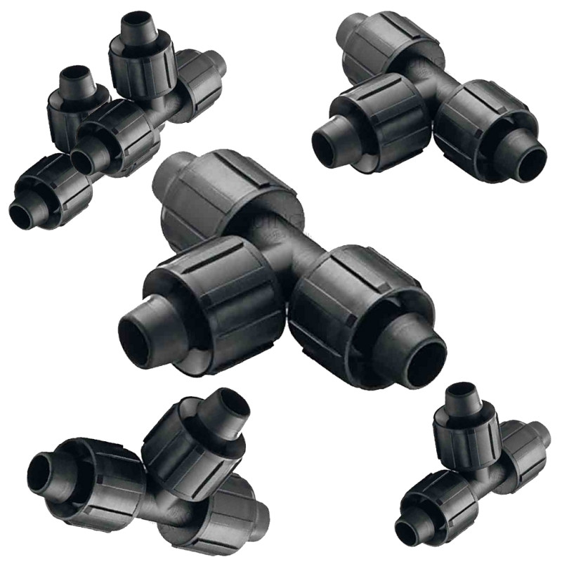 Lot de 100 Té gaine 16 x 16 x 16 mm pour système d'arrosage