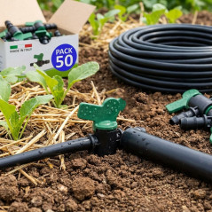 Pacote com 50 válvulas de corte para irrigação por gotejamento, 16 mm para torneira | Válvula de corte para irrigação por goteja