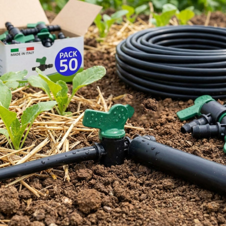 Lot de 50 vannes d'arrêt pour irrigation goutte à goutte (20 mm de diamètre de sortie) | Vanne d'arrêt pour irrigation agricole