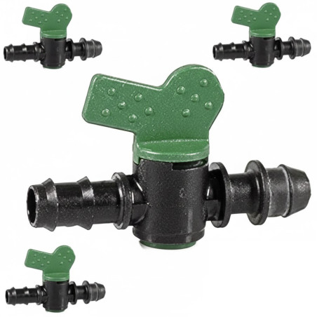 Lot de 4 vannes d'arrêt pour irrigation goutte à goutte 16 mm vers réseau | Vanne d'arrêt pour irrigation agricole