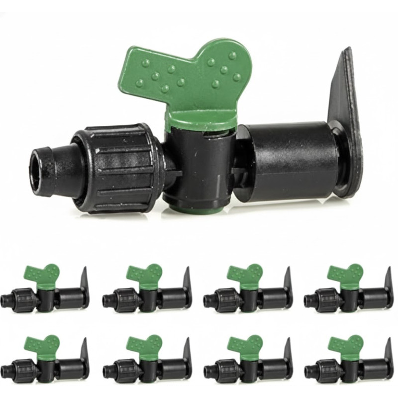 Pacote com 50 torneiras Layflat para fita gotejadora de 16 mm | Conectores para irrigação por gotejamento