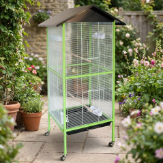 Grande Cage Oiseau sur Pied Volière Canaries Perroquet Grosses Perruches Cacatoès Ara Cage Oiseaux avec Support 60x60x167 cm