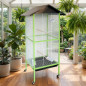 Grande Cage Oiseau sur Pied Volière Canaries Perroquet Grosses Perruches Cacatoès Ara Cage Oiseaux avec Support 60x60x167 cm