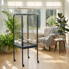 Grande Cage Oiseau sur Pied Volière Canaries Perroquet Grosses Perruches Cacatoès Ara Cage Oiseaux avec Support 54x54x150 cm