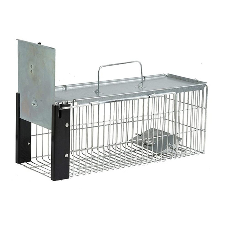 Trappola vivente riutilizzabile 41x16x17 cm, gabbia per animali in metallo zincato per martore, gatti, ratti e roditori