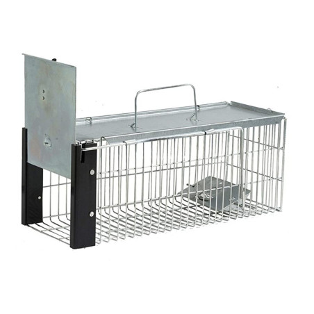 Trappola vivente riutilizzabile 41x16x17 cm, gabbia per animali in metallo zincato per martore, gatti, ratti e roditori