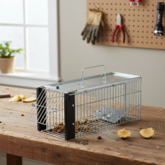 Trappola vivente riutilizzabile 41x16x17 cm, gabbia per animali in metallo zincato per martore, gatti, ratti e roditori