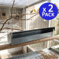 Pack 2 Comedero Chapa Galvanizada para Pájaros y Canarios, 46x6x8 cm - Comedero de Alta Calidad