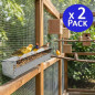 Set di 2 Mangiatore Galvanizzato per uccelli, canarini, 46 x 6 x 8 cm
