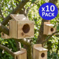 Pack 10 Nido Jaula de Madera para Pájaros, 12x10x10 cm - Alojamiento para Aves