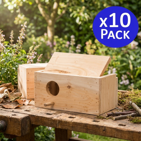 10 Stück Holz-Nistkästen für Vögel 20x10x10 cm