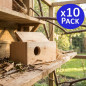 Pack 10 Nido Jaula de Madera para Pájaros, 20x10x10 cm - Nido de Madera para Pájaros