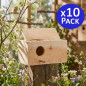 10 Stück Holz-Nistkästen für Vögel 20x10x10 cm