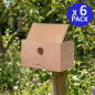 Pacote com 6 ninhos de madeira para pássaros, 25x15x15 cm - Bird Accommodation