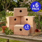 Pacote com 6 ninhos de madeira para pássaros, 25x15x15 cm - Bird Accommodation
