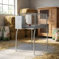 Jaula para Conejos Alambre Galvanizado Reforzado con Tolva de Tres Huecos con Patas, 55x108x101 cm