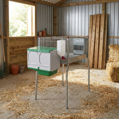 Jaula para Conejos Alambre Galvanizado Reforzado con Tolva de Tres Huecos con Nido, 55x108x101 cm