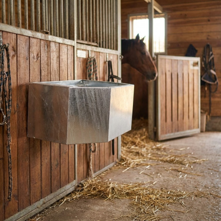 Comedero de Pared Galvanizado para Caballos 8 Litros, 50x37x21 cm - Alimentador para Caballos