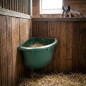 Mangeoire d’angle pour Chevaux 20L, Bord anti-gaspillage en Métal Galvanisé Lourd, Bouchon, 39x39x27 cm