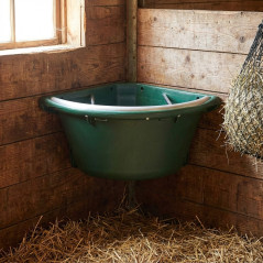 Comedero de Esquina de Plástico Reforzado 20L, Cuenco para Perro, Caballo, Ganado, Cabra, Oveja, 39x39x27 cm