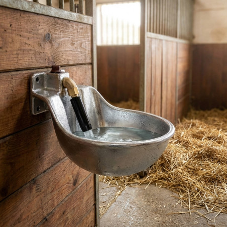 Abreuvoir en Fonte en metal avec Poussoir pour Cheval 10 L, 22x28x18 cm