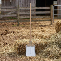 Pelle à bord plat en aluminium, manche de 147 cm avec bord de protection en acier – Polyvalente