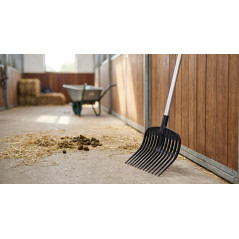 20-zinkige Mistgabel für Pferdemist mit Griff, 140x33x13 cm, Rechengabel