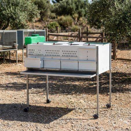 Verzinkter Vogelkäfig für Wachteln mit 4 Abteilen und Rädern, 107x77x97 cm