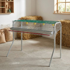 Verzinkter Vogelkäfig mit 4 Abteilen, mit Futtertrögen und Tränken, 105x35x60 cm