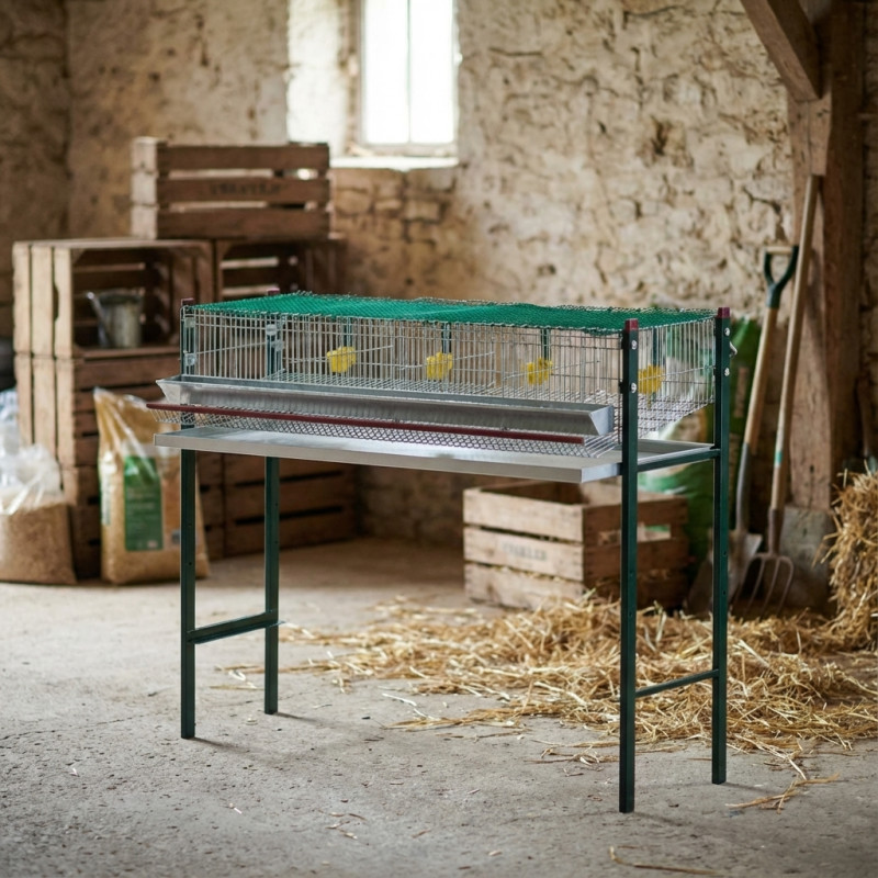 Jaula para Pájaros galvanizada 4 departamentos, con comederos y bebederos, 105x47x90 cm