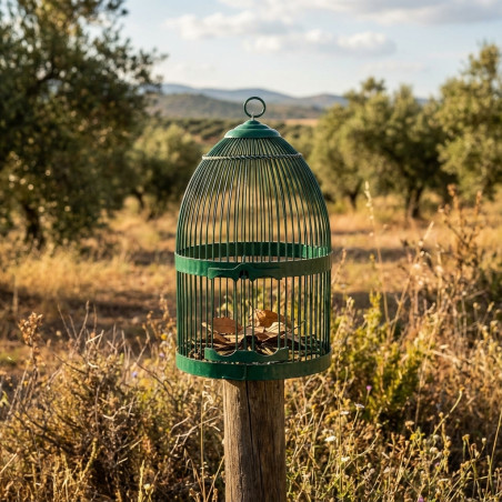Runder Vogelkäfig 23x35 cm, Wachtelkäfig, grün