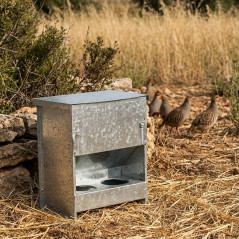 Mangiatoia per uccelli in acciaio inox per pernici con coperchio, 15x11x20 cm - Piccola tramoggia per uccelli