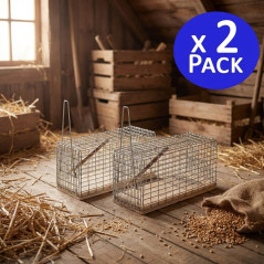Pack 2 Trampas para Ratones Vivos, Jaula de Captura Reutilizable para Ratas, 20x11x10 cm