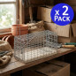 Set di 2 Trappole per topi vivi, trappola di cattura, gabbia riutilizzabile per ratti, 20x11x10 cm