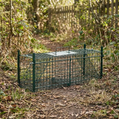 Piège Vivant Réutilisable 61x20x24 cm Piège d'animaux Cage avec 2 entrées pour Martres,Chats,Renards,Raton Laveur