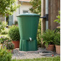 Serbatoio d'acqua in polipropilene da 500 L. Recuperatore d'acqua 100x110 cm, con base di supporto 79x33 cm, verde