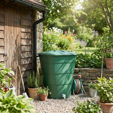 200-Liter-Wassertank aus Polypropylen, Wasserrückgewinnungseinheit mit Deckel und Wasserhahn, 70 x 70 x 82 cm, Grau