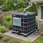 Black Anti-UV Rainwater Canister - Food Grade Water Tank 1000 Liters, Plastic Pallet, Rainwater Storage