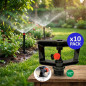 Pacote com 10 aspersores de irrigação de baixo fluxo 360º 1/2'', alcance de 7 a 7,5 m, para jardim e agricultura