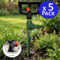 Aspersor de Riego Bajo Caudal 360º 1/2'' | Pack 5 aspersores con Soporte| Alcance 7 a 7,5 m| Aspersor para Jardin y Agricultura