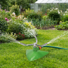 Rotating sprinkler with 3 aluminum arms, Range 4 to 7 meters