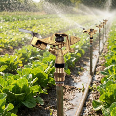 Set di 5 Irrigatore a pulsazione, irrigatore per prato, irrigatore circolare agricolo 1/2'' in ottone 28º, portata da 9 a 14 m