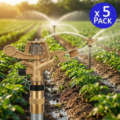 1/2"-Rundsprinkler für die landwirtschaftliche Bewässerung, 24° | 5er-Packung mit einer Reichweite von 9 bis 14 m | 360°-Gartens