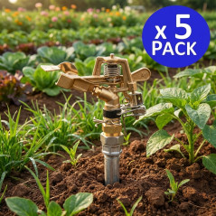 Aspersor de irrigação agrícola ajustável 1/2'' 24º | Pacote com 5 aspersores com alcance de 9 a 14 m | Aspersor setorial para ja