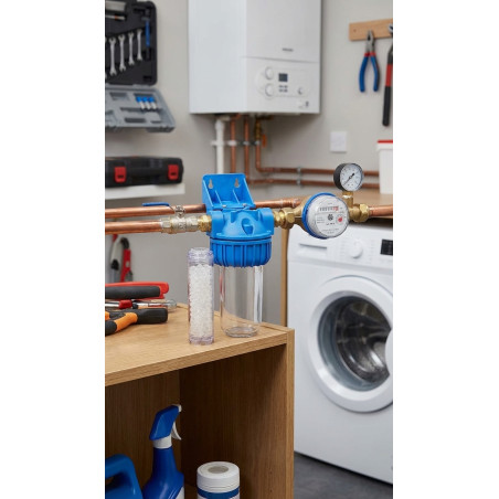 Polyphosphatfilter mit 1'' Steinen. Polyphosphateinsatz, Filtergehäuse