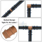 Pack Accesorios para Tuberia Riego por Goteo 16 mm marrón: 6 Te + 6 Codo + 6 Enlace