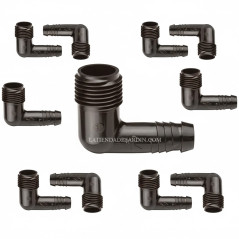 Pack of 10 16mm x 1/2'' Male Pressure Splined Elbows for Rain Bird SPX Flex Pipe - Leveling Elbow for Irrigation Sprinklers