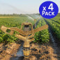 Aspersor de Riego Agricola Laton Circular 3/4'' Macho | Pack 4 Aspersores con Alcance 13 a 18 m | Aspersor de Jardin 360º