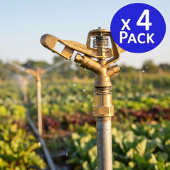 Aspersor de Riego Agricola Laton Circular 3/4'' Hembra | Pack 4 Aspersores con Alcance 13-18 m | Aspersor de Jardin 360º